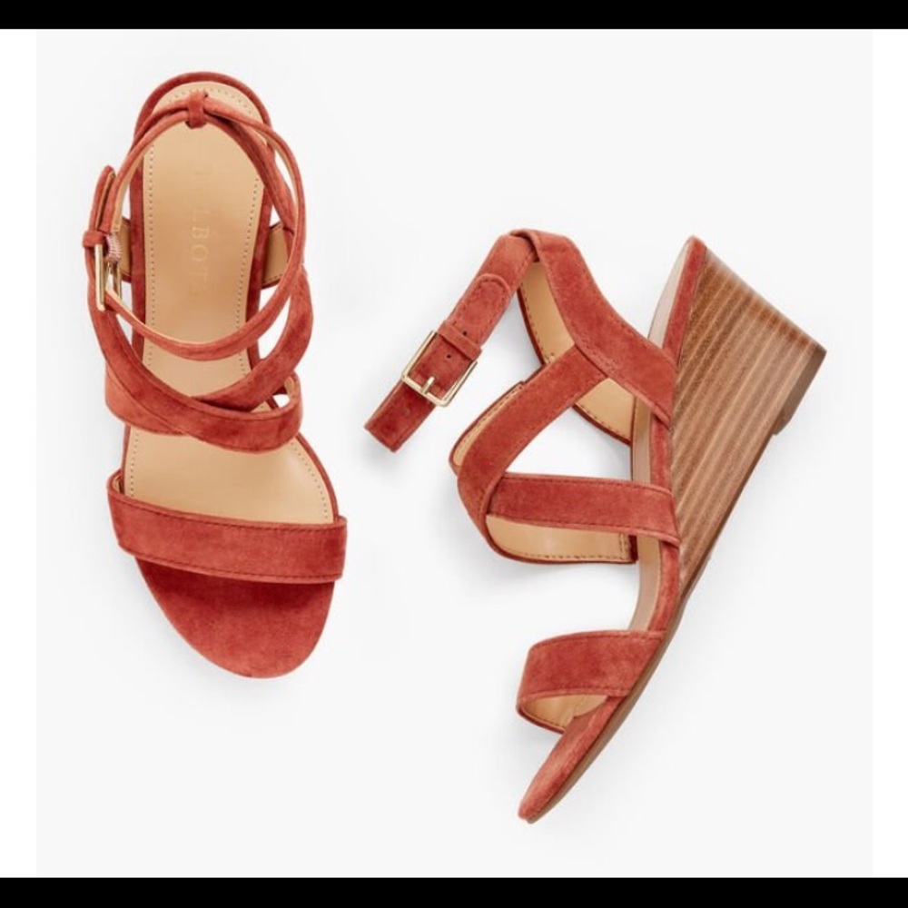 Talbots “Royce” Suede Strappy Wedge Shoes Sz 7M